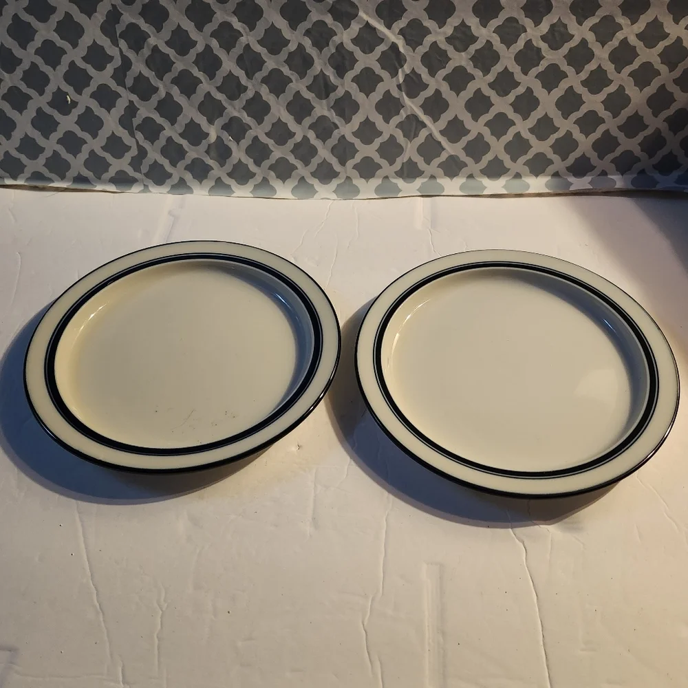 Dansk Bistro Christianshavn Cream and Blue Butter Plate Set of 2 7.25